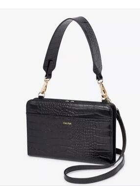 CALPAK Black Croc-Embossed Convertible Wallet Travel Bag Nwt
